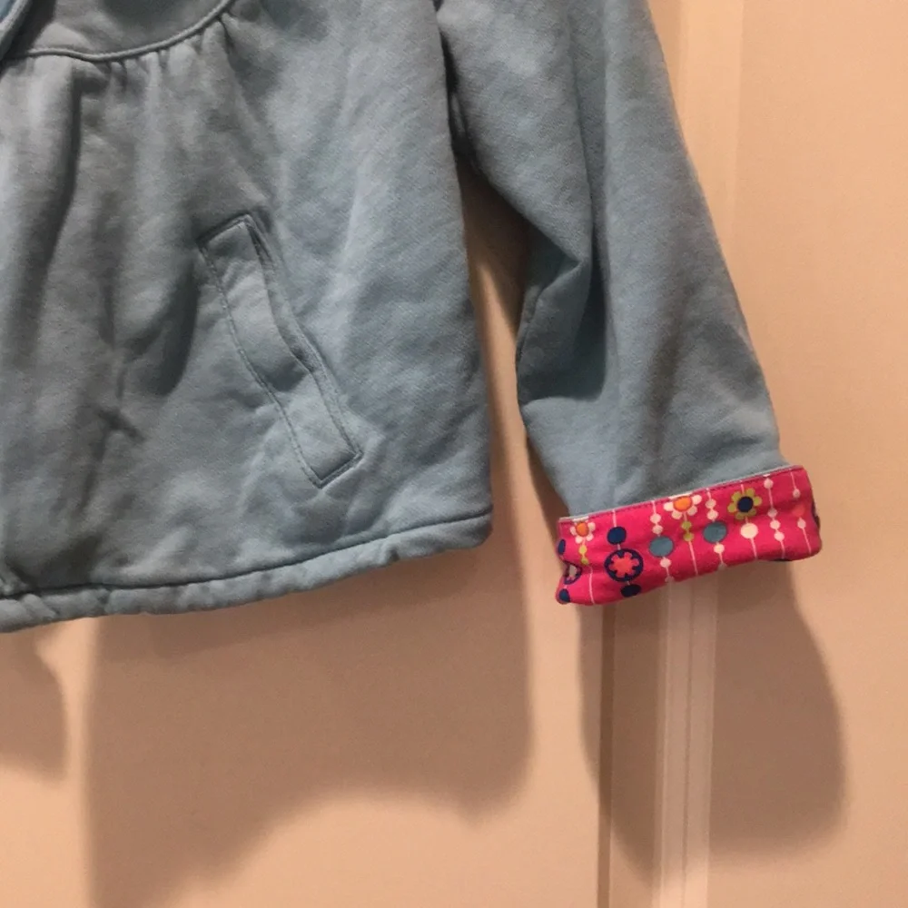 Hanna Andersson girls Button Down jacket 100% Cotton kids size 5(110)floral cuff